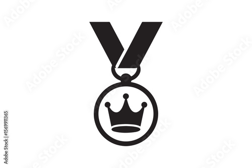 King’s Birthday award medal silhouette vector art illustration on white background