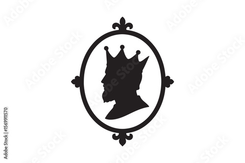 King's portrait frame silhouette vector art illustration on white background