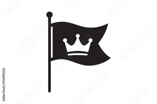 Royal banner waving silhouette vector art illustration on white background