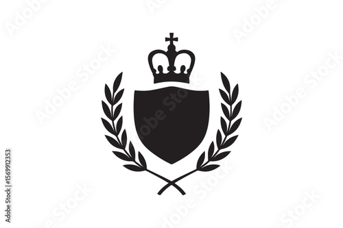 Royal crest flat silhouette vector art illustration on white background