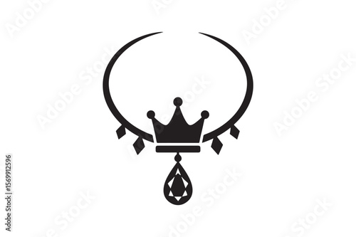Royal jewels silhouette vector art illustration on white background