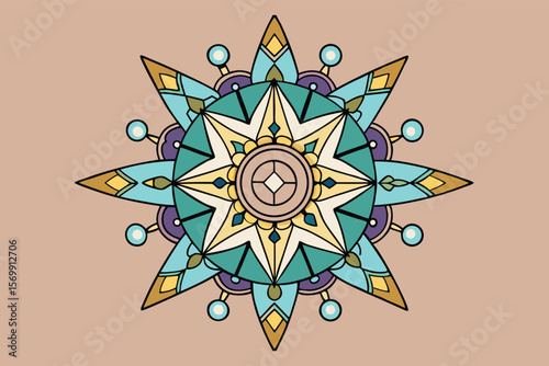 Mandala. Ethnic decorative element. Hand drawn background. Islam, Arabic, Indian, ottoman motifs. Boho style.