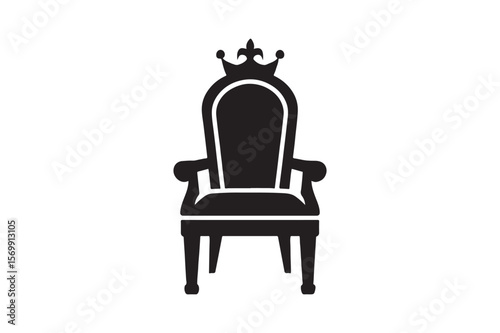 Throne silhouette vector art illustration on white background