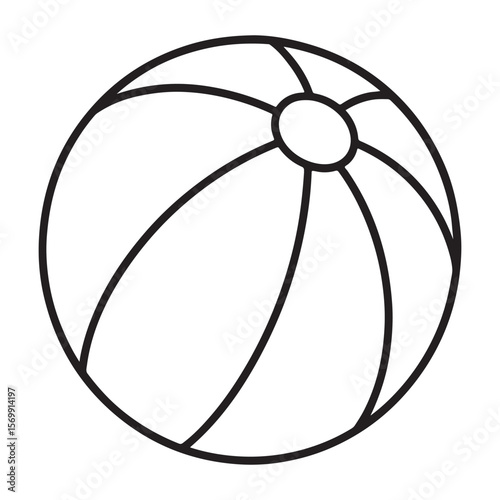 Beach Ball Outline Clipart – Black and White Line Drawing