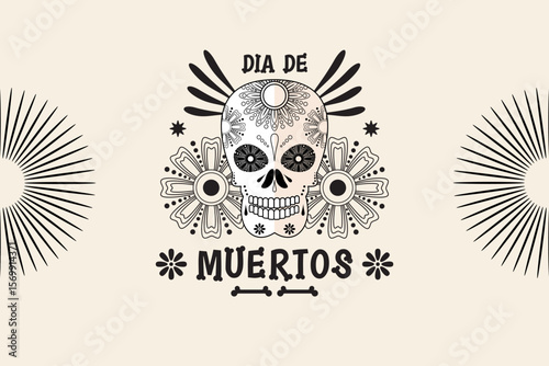 Dia de muertos vector label