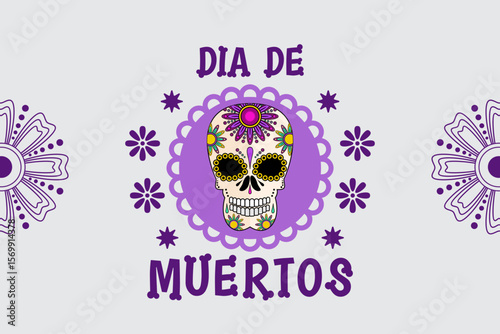 Colored vector labels for day of the dead