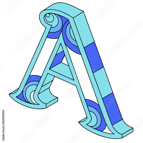 alphabet letter a blue background