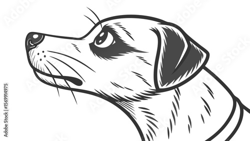 Dog drawing vector illustration looking up cute puppy pet animal canine line art sketch design graphic simple art