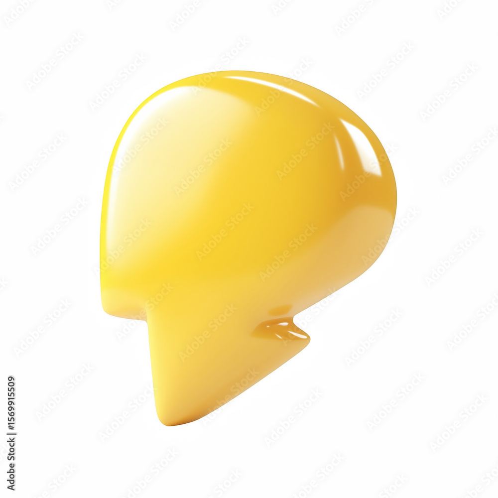 Fototapeta premium Cute chubby yellow lightning bolt with rounded edges, isolated on transparent background