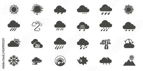 weather icons, set of weather icons, cloud, forecast whit background