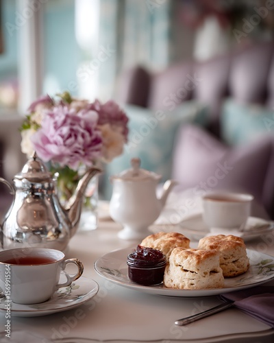 Wallpaper Mural Elegant Afternoon Tea with Scones and Jam Torontodigital.ca