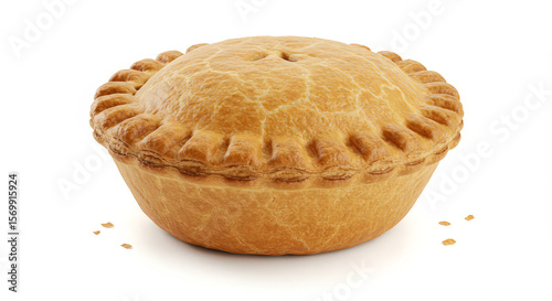 Baked meat pie isolated on white