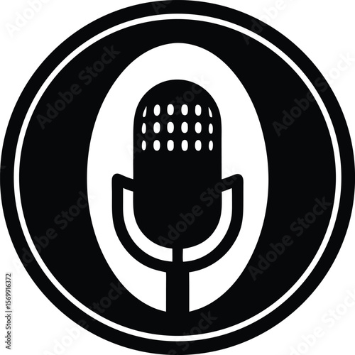 black silhouette of podcast app interface on white.eps