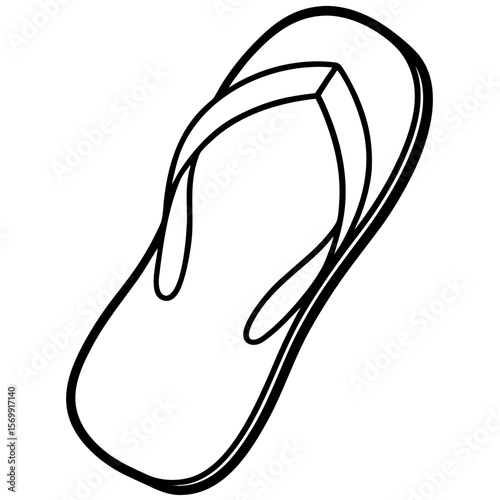 Flip flop sandal line art vector illustration 