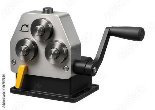 Portable profile tube bender with a compact frame and hand crank for on-site construction projects