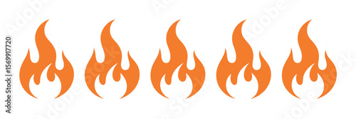 Orange flames graphic design element collection fire heat