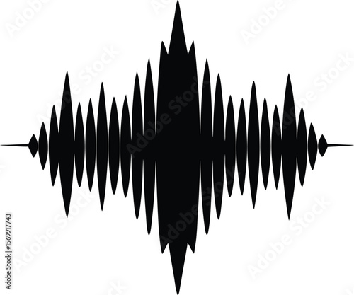 black silhouette of podcast intro sound wave on wh.eps