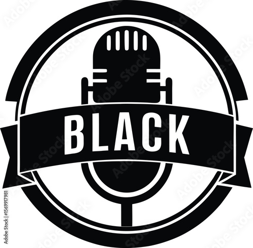 black silhouette of podcast logo design on white b.eps
