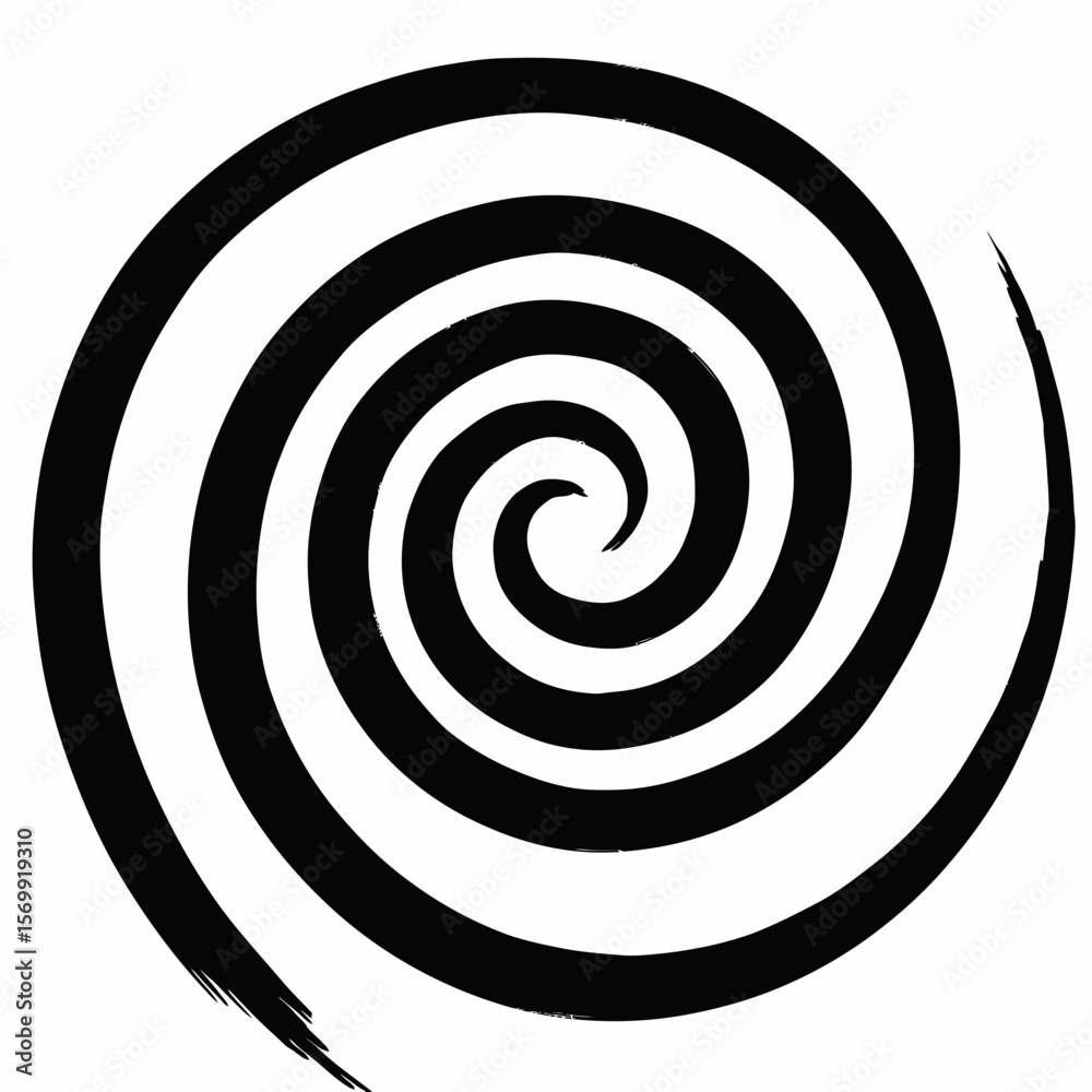 Fototapeta premium Abstract Black and White Spiral Hypnotic Swirl Design, Vortex Illustration, Circular Pattern, Graphic Art