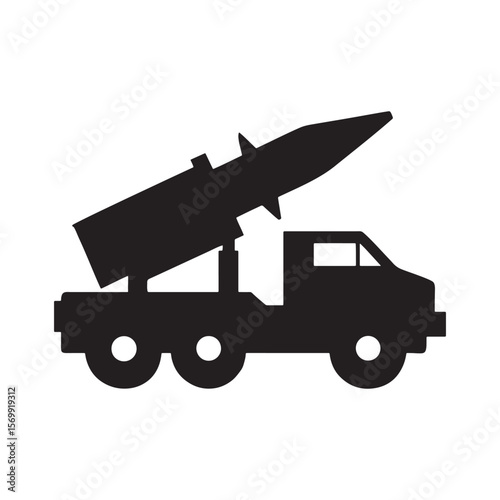 Military Missile Launcher Truck Icon Design Graphic