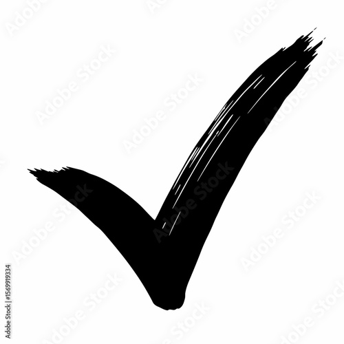 Hand-painted Black Check Mark Bold, Grunge Style Vector Graphic for Approval, Confirmation, and Success