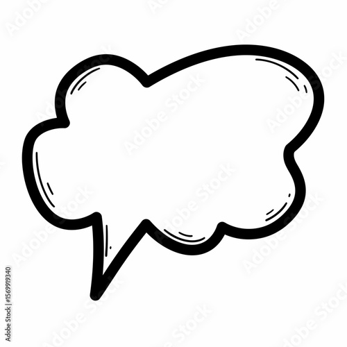 Hand-Drawn Speech Bubble Illustration Blank Template for Comics, Design, and Messaging