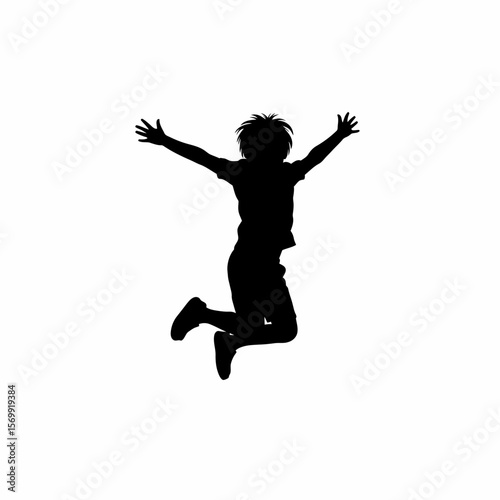 Joyful Child Silhouette A Vector Illustration of a Kid Jumping with Exuberant Happiness