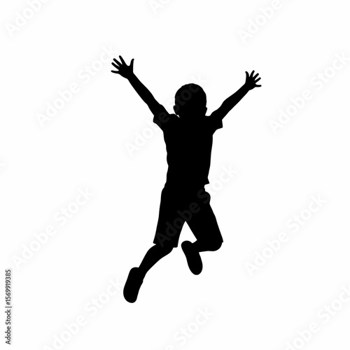 Joyful Child Silhouette A Vector Illustration of a Kid Jumping with Exuberant Energy