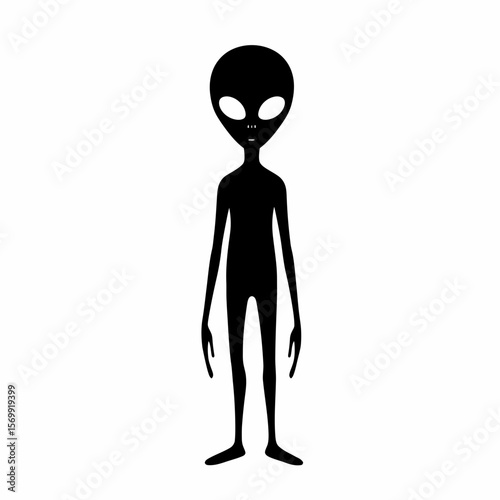 Mysterious Alien Silhouette A Striking Vector Illustration of an Extraterrestrial Being