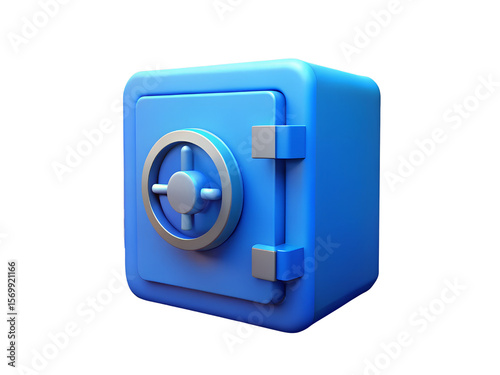 Blue Cubical Safe 3D Render Digital Security and Data Protection Concept on Transparent Background, 3d Clipart With Isolated Background