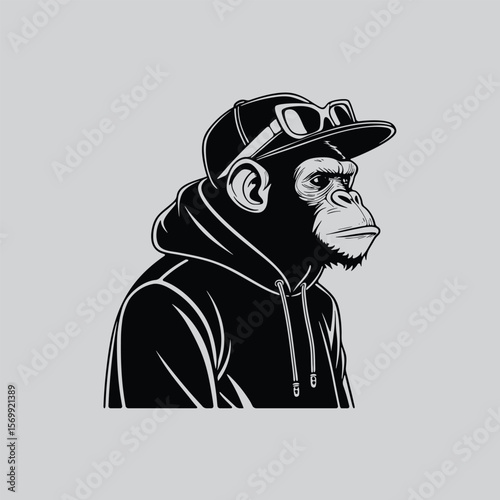 Stylish Ape in Cap Street Style Vector Art