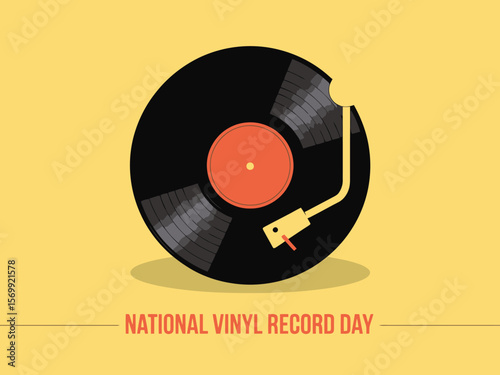 National Vinyl Record Day Concept with Turntable Illustration