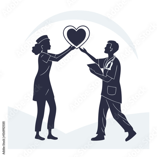 man and woman with heart