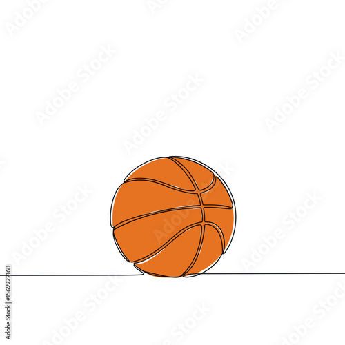 Deflated basketball on court in minimalist style with orange color  