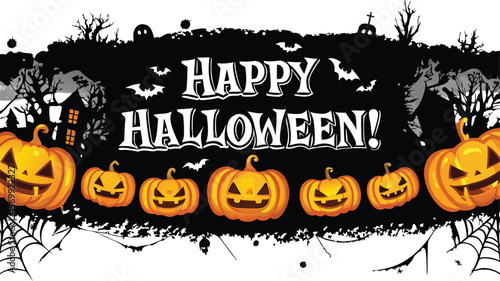 WebSpooky Halloween night with scary pumpkins, bats, and a dark, eerie tree silhouette – a perfect autumn horror illustration