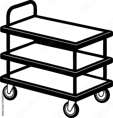Movable Kitchen Cart Vector for Restaurant or Cafe Design