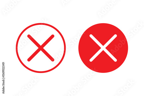 Check marks - red cross icon simple - vector .