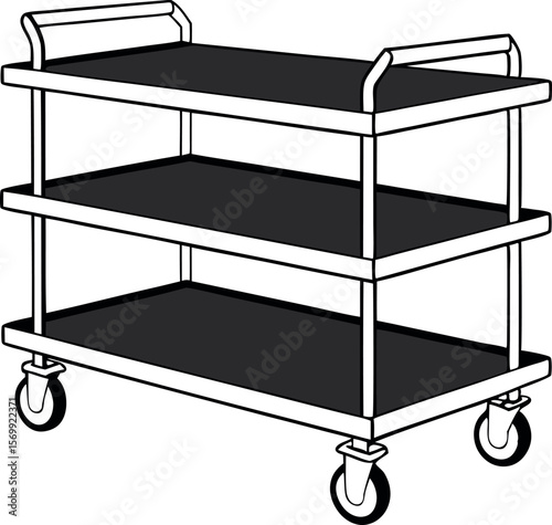 Functional Kitchen Cart Icon Vector for Culinary Use