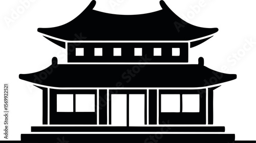 Korean Traditional House Vector Illustration for Culture Themes