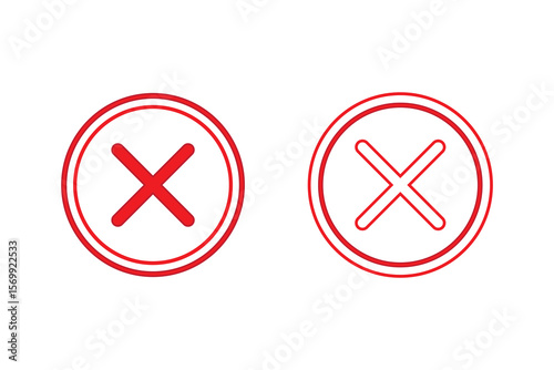Check marks - red cross icon simple - vector .