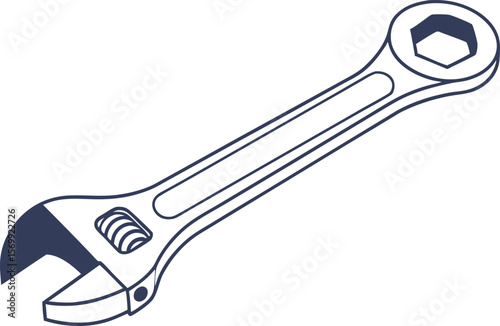 Line Art Wrench Icon Vector for Mechanical Repair Concepts