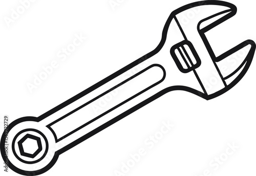 Hand Drawn Wrench Vector Illustration for Tool Design Projects