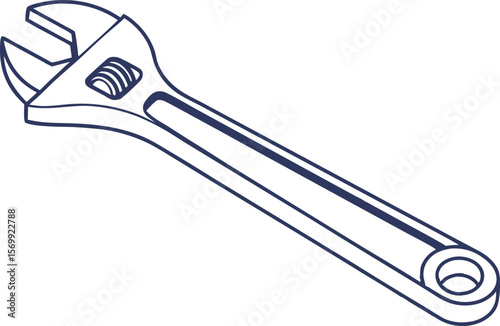 Minimal Wrench Vector Drawing for Industrial Use Design