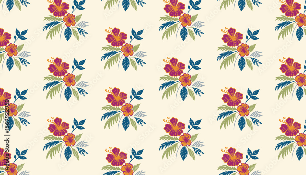 Fototapeta premium stylish hand drawn flowers repeat in a seamless floral pattern ideal for packaging and textiles