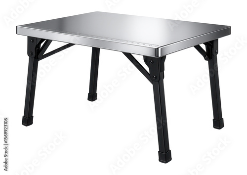Photography Portable cutting table with foldable legs and a built-in ruler for on-site construction projects