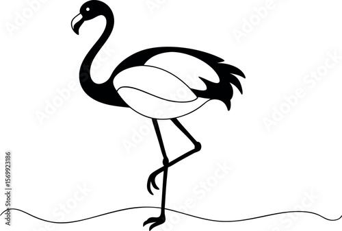Elegant Flamingo Line Drawing Vector for Tropical Wildlife Art