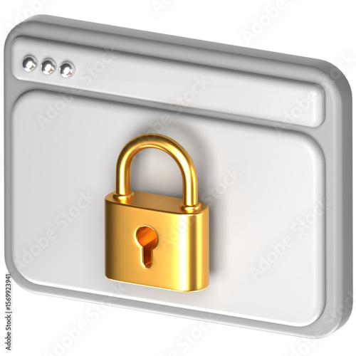 3D icon of a secured website	
