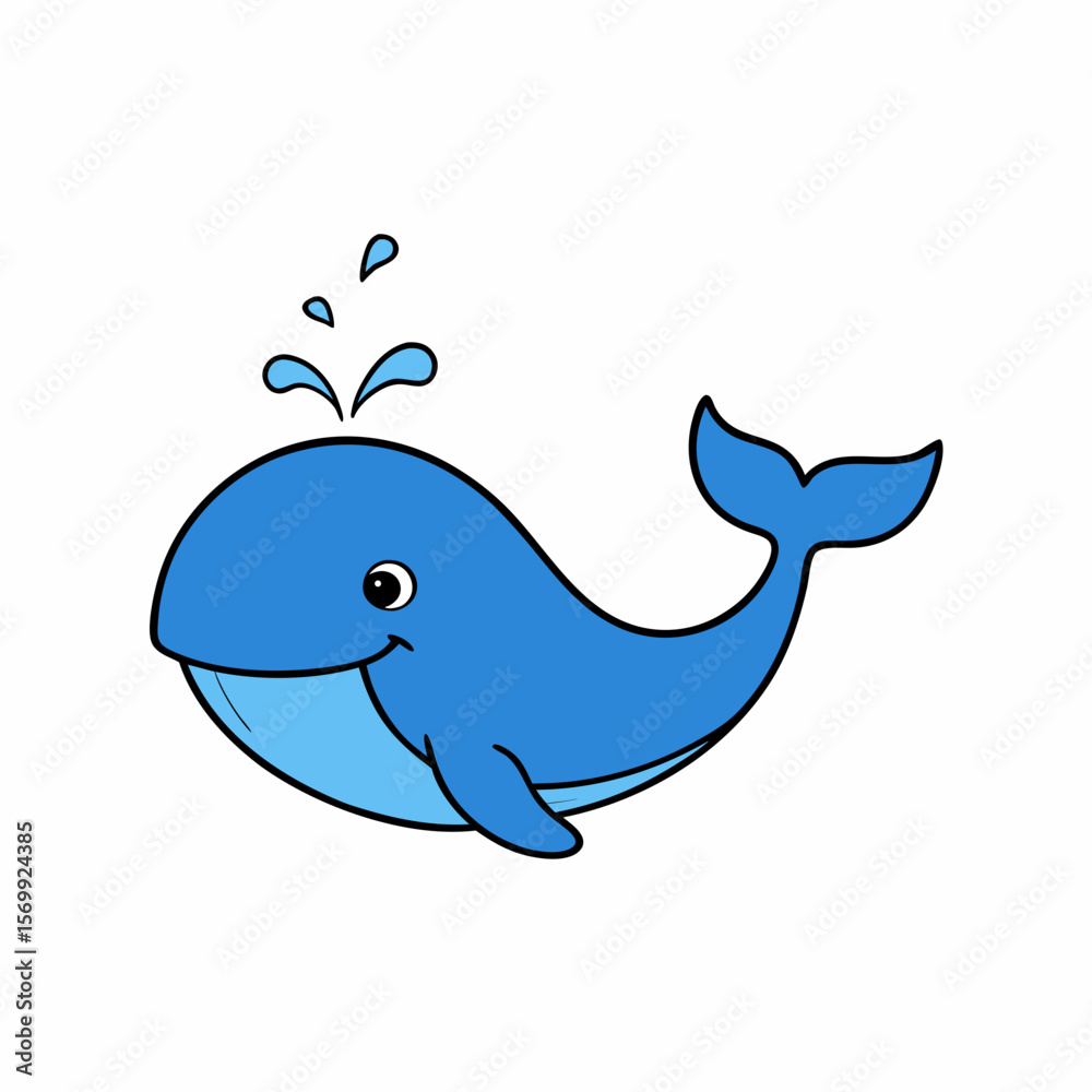 Blue Whale with Water Spout and Joyful Expression Blue Whale with Water Spout and Joyful Expression