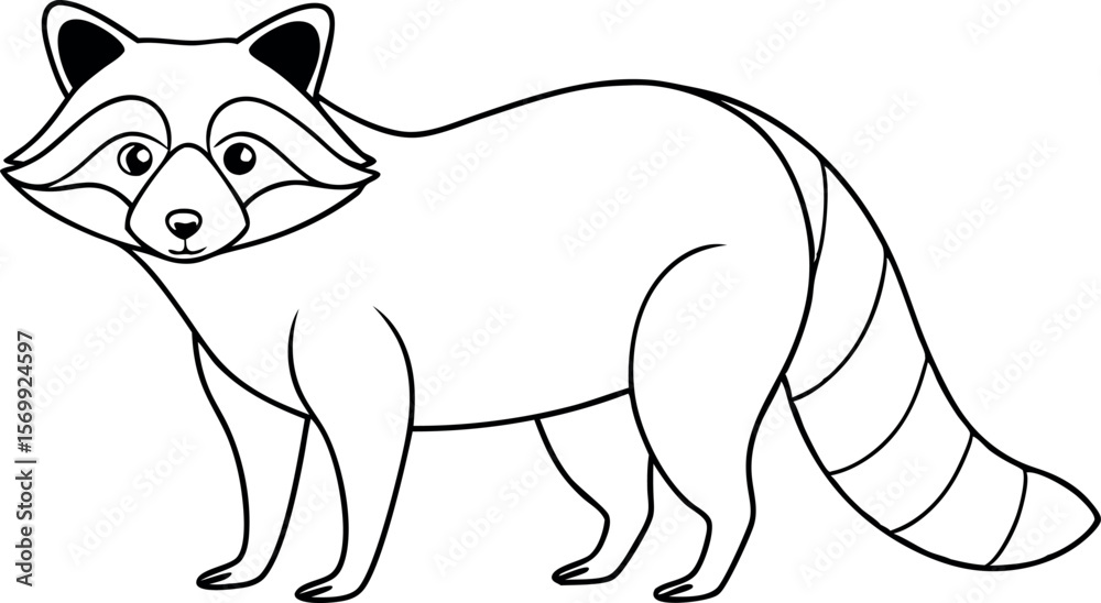 Fototapeta premium Raccoon Line Drawing Vector for Animal Illustration Collection