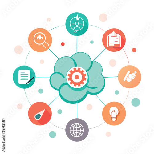 Conceptual diagram illustrating ideas connectivity and technological solutions in modern business processes
